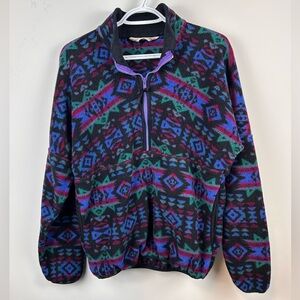 Vintage Eastern Mountain sports polar fleece pullover women’s med. geometric